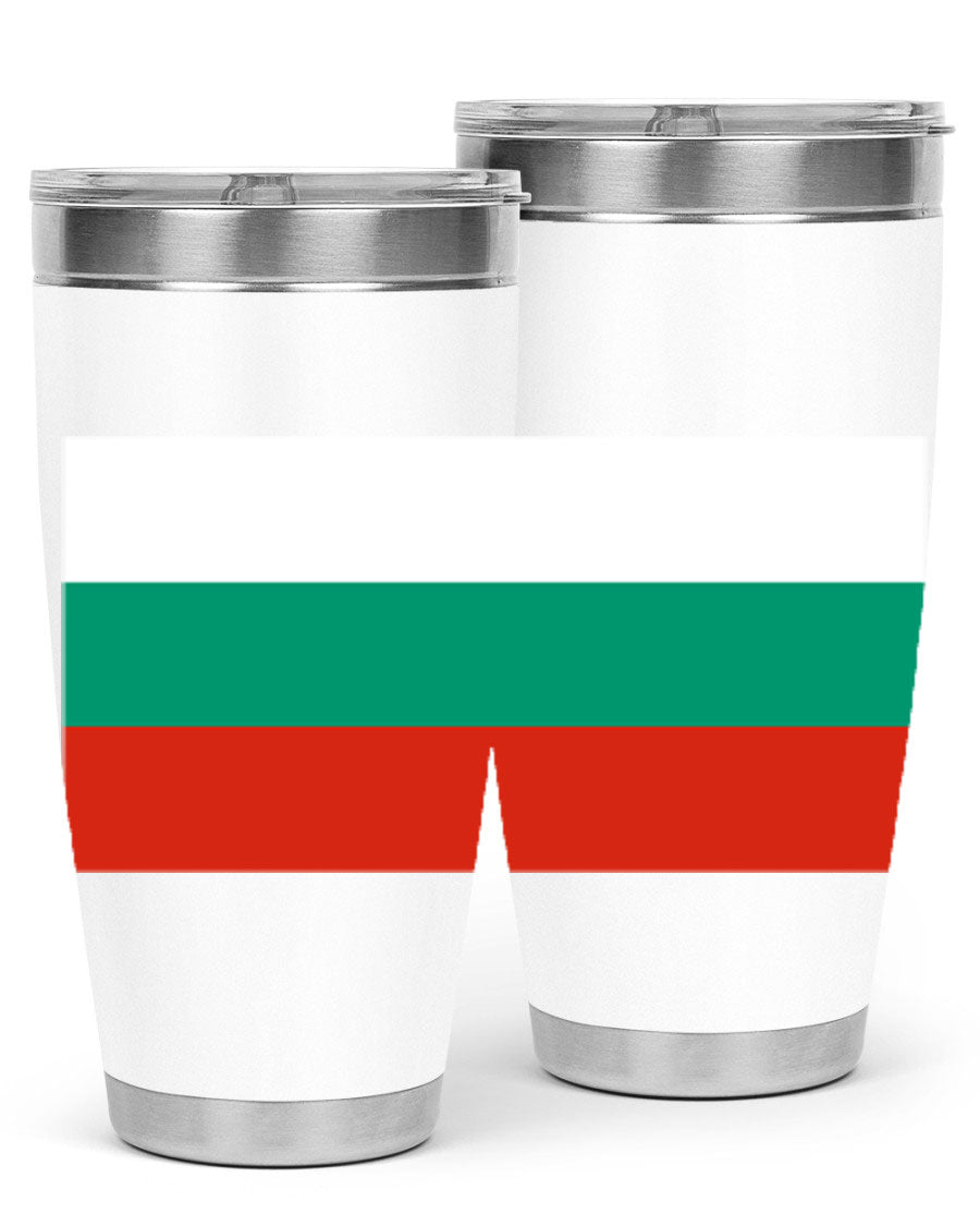 Bulgaria 172# Tumbler featuring a vibrant Bulgaria flag design, made of stainless steel with double wall vacuum insulation.