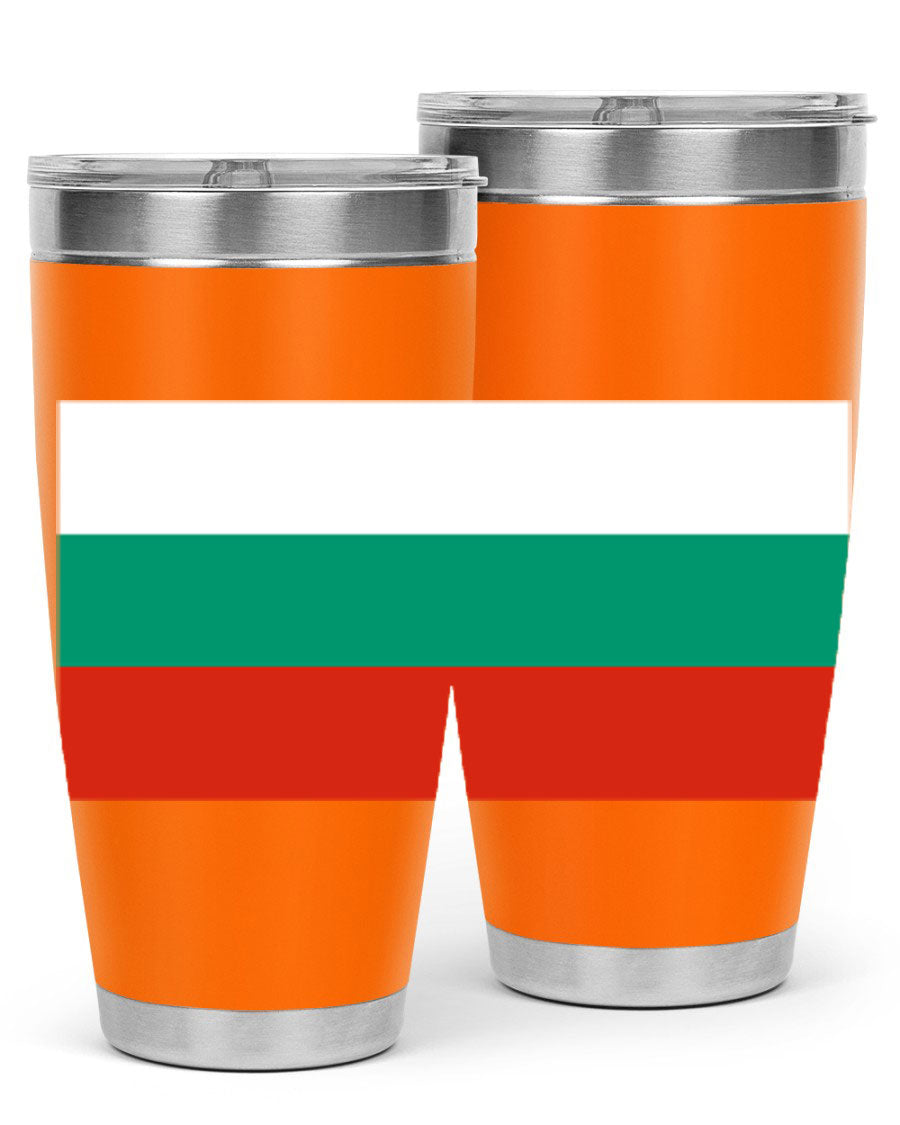 Bulgaria 172# Tumbler featuring a vibrant Bulgaria flag design, made of stainless steel with double wall vacuum insulation.