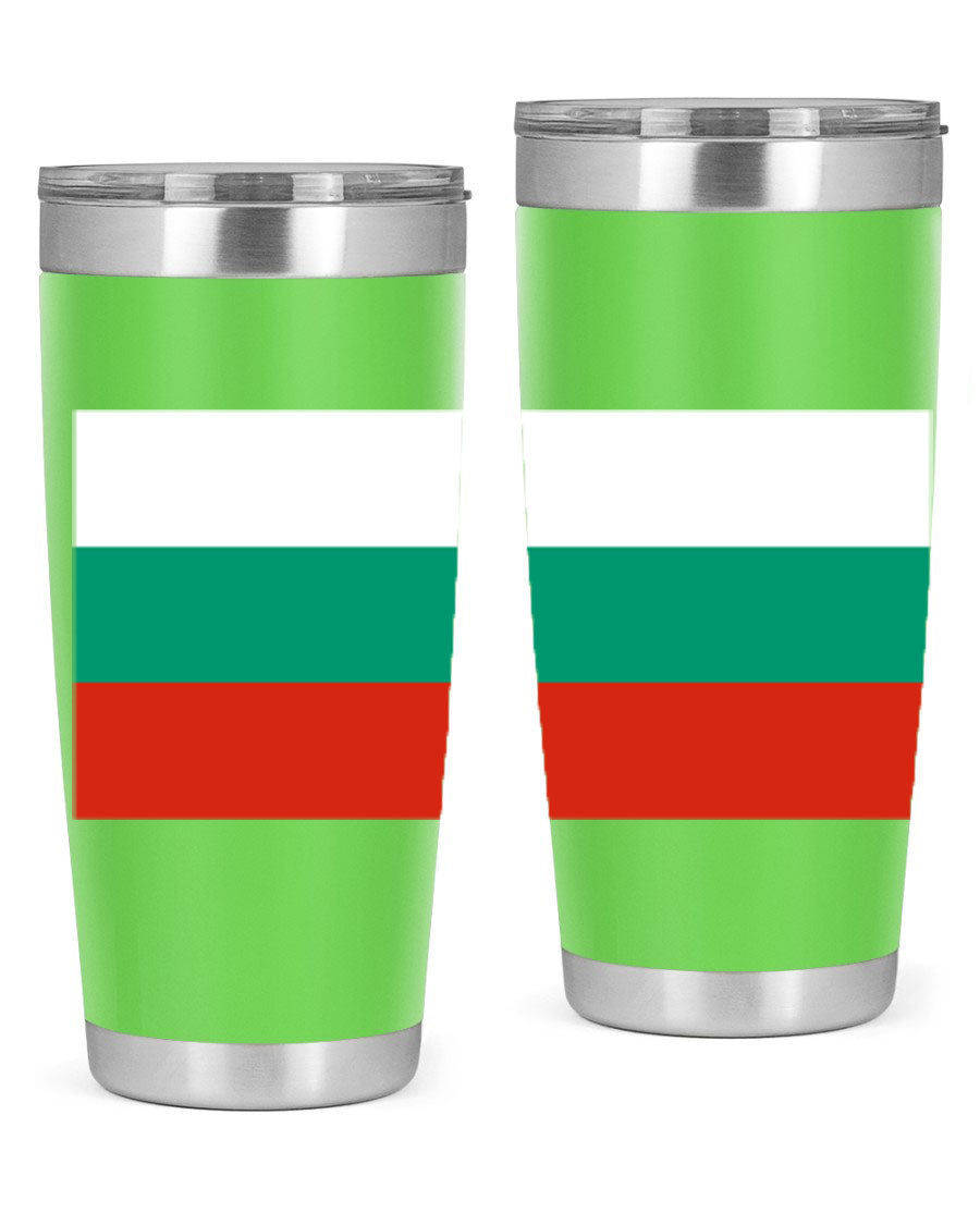 Bulgaria 172# Tumbler featuring a vibrant Bulgaria flag design, made of stainless steel with double wall vacuum insulation.