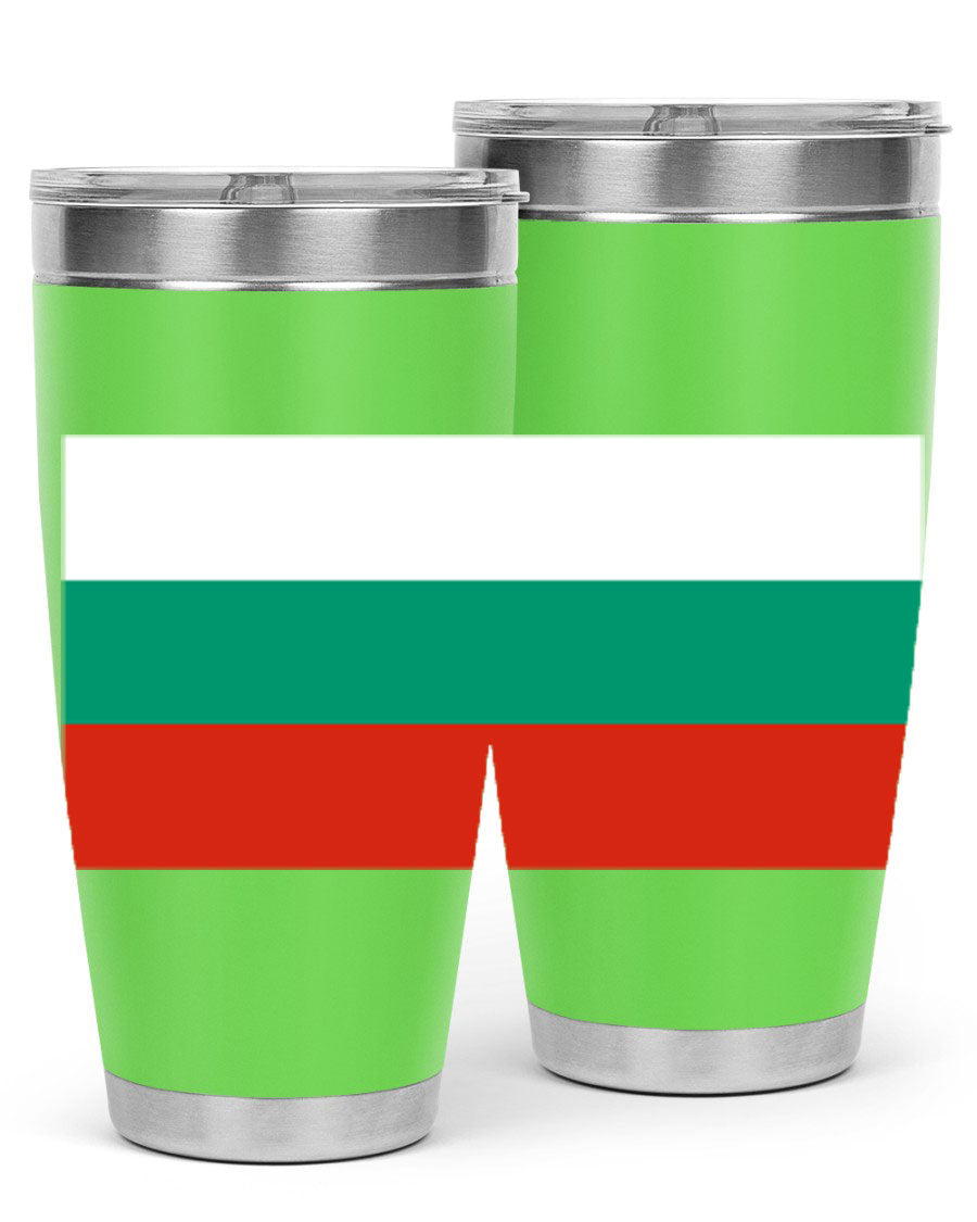 Bulgaria 172# Tumbler featuring a vibrant Bulgaria flag design, made of stainless steel with double wall vacuum insulation.