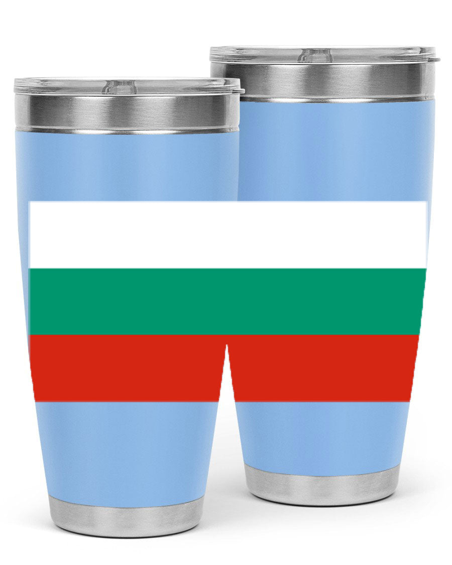 Bulgaria 172# Tumbler featuring a vibrant Bulgaria flag design, made of stainless steel with double wall vacuum insulation.