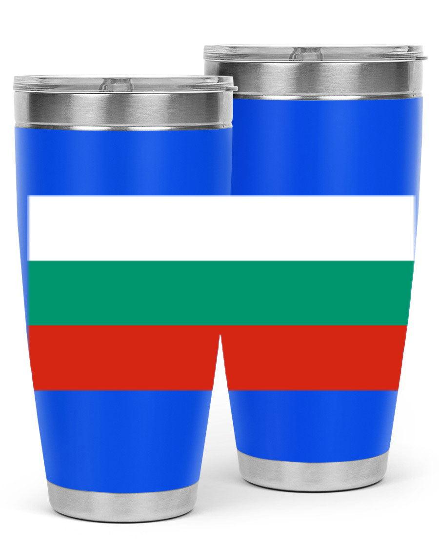 Bulgaria 172# Tumbler featuring a vibrant Bulgaria flag design, made of stainless steel with double wall vacuum insulation.