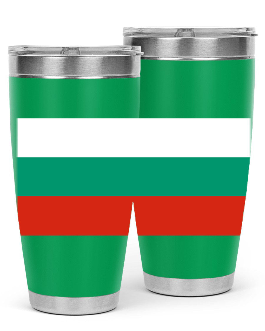 Bulgaria 172# Tumbler featuring a vibrant Bulgaria flag design, made of stainless steel with double wall vacuum insulation.