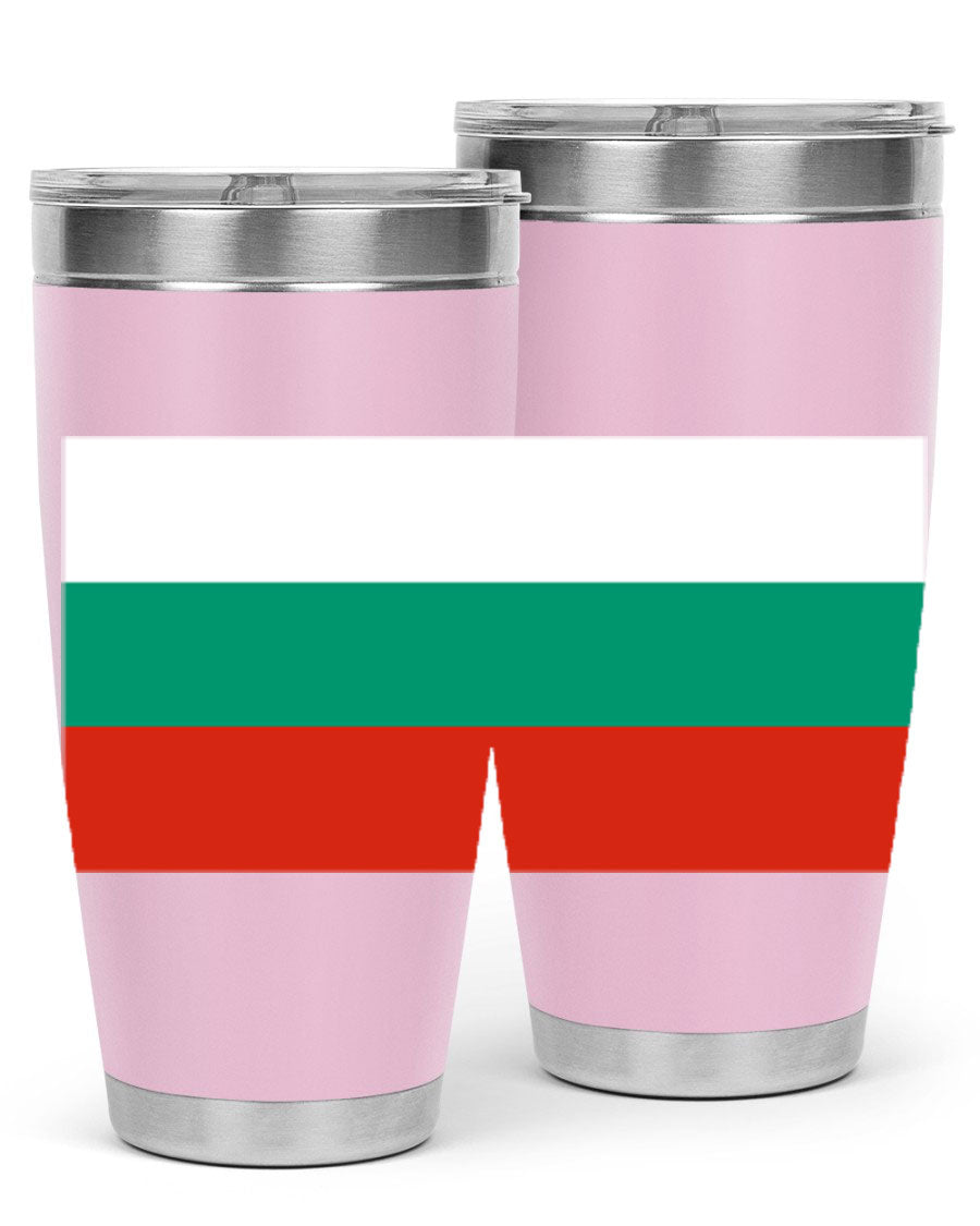 Bulgaria 172# Tumbler featuring a vibrant Bulgaria flag design, made of stainless steel with double wall vacuum insulation.