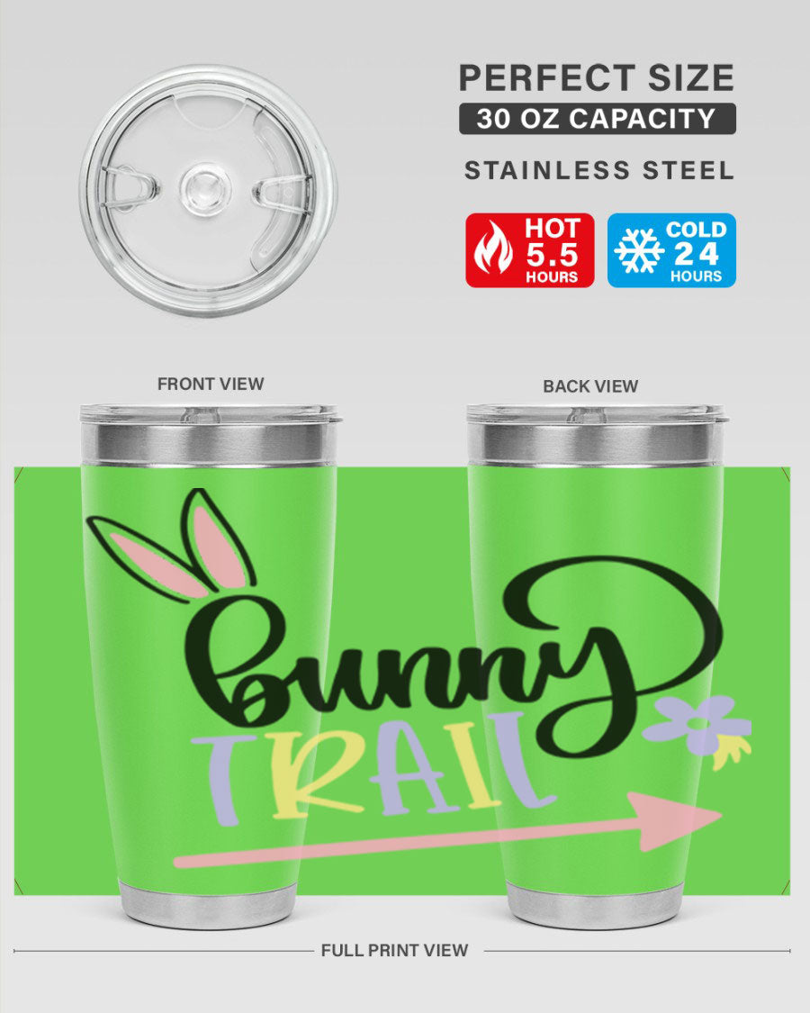 Bunny Trail 67# Easter Tumbler featuring a double wall vacuum design, perfect for hot and cold beverages.