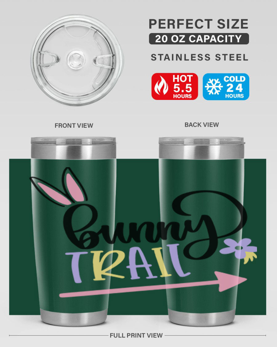 Bunny Trail 67# Easter Tumbler featuring a double wall vacuum design, perfect for hot and cold beverages.