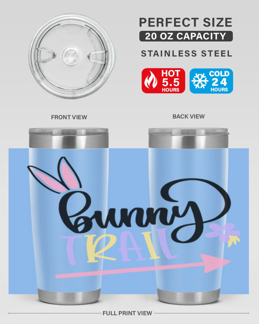 Bunny Trail 67# Easter Tumbler featuring a double wall vacuum design, perfect for hot and cold beverages.