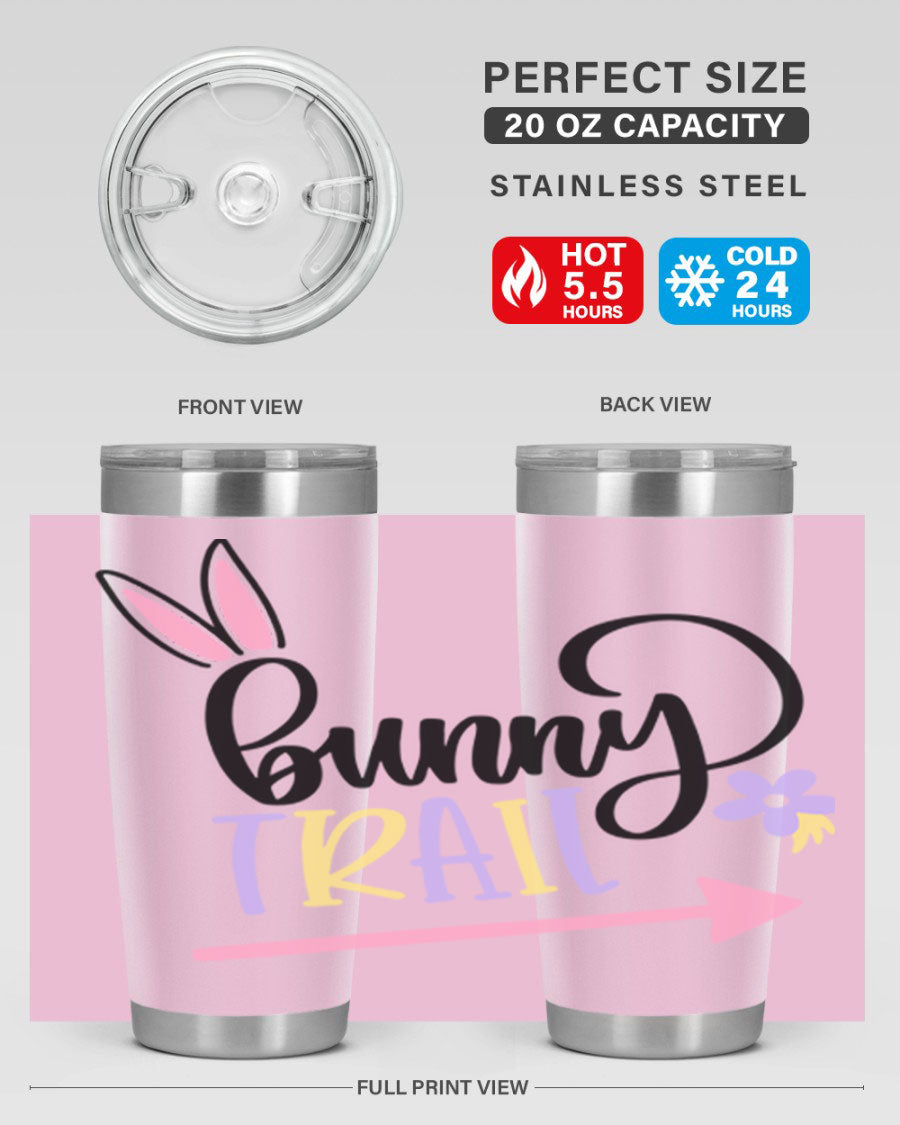 Bunny Trail 67# Easter Tumbler featuring a double wall vacuum design, perfect for hot and cold beverages.