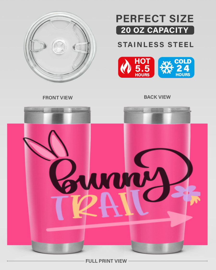 Bunny Trail 67# Easter Tumbler featuring a double wall vacuum design, perfect for hot and cold beverages.