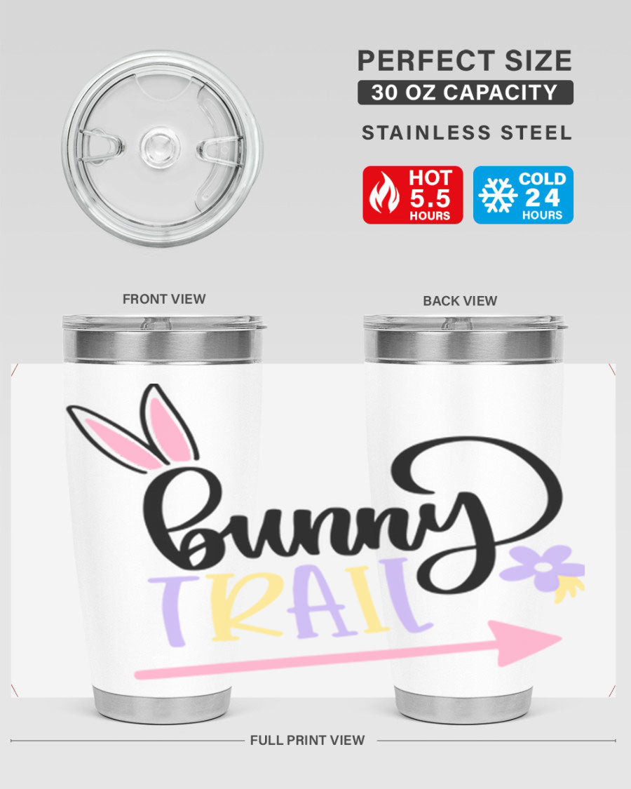 Bunny Trail 67# Easter Tumbler featuring a double wall vacuum design, perfect for hot and cold beverages.