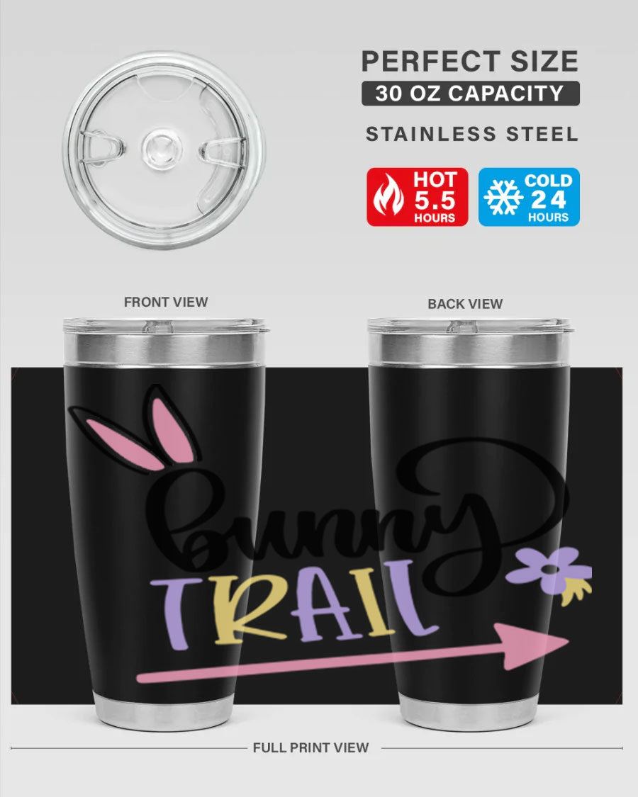 Bunny Trail 67# Easter Tumbler featuring a double wall vacuum design, perfect for hot and cold beverages.