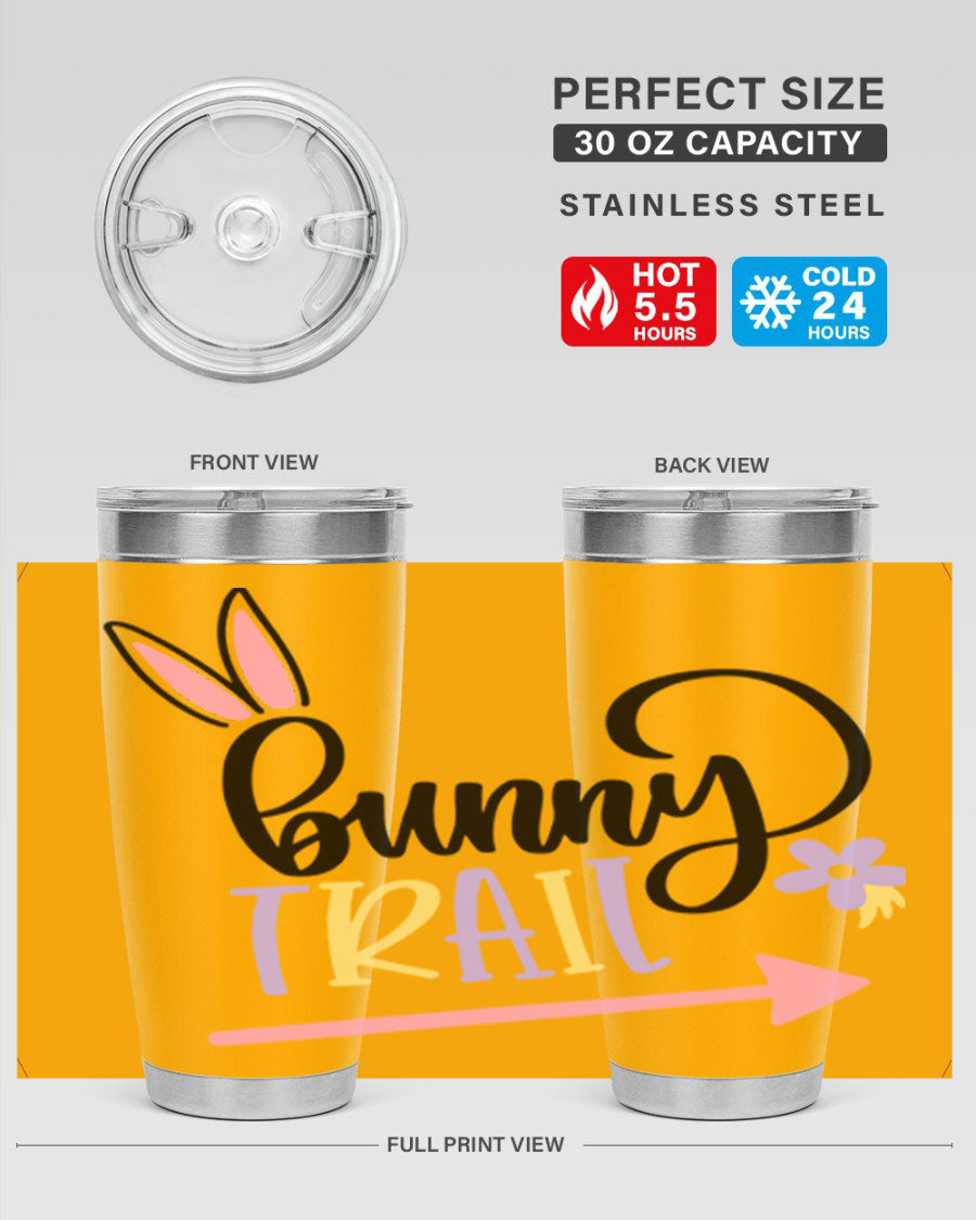 Bunny Trail 67# Easter Tumbler featuring a double wall vacuum design, perfect for hot and cold beverages.