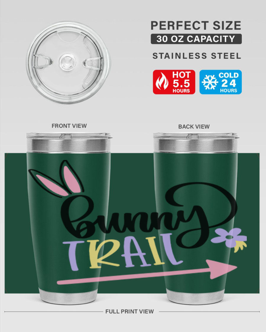 Bunny Trail 67# Easter Tumbler featuring a double wall vacuum design, perfect for hot and cold beverages.