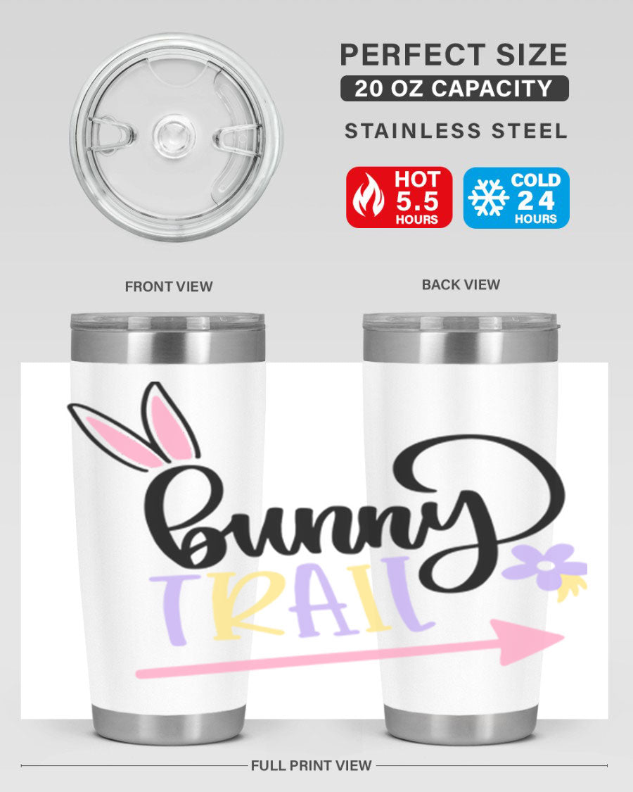 Bunny Trail 67# Easter Tumbler featuring a double wall vacuum design, perfect for hot and cold beverages.