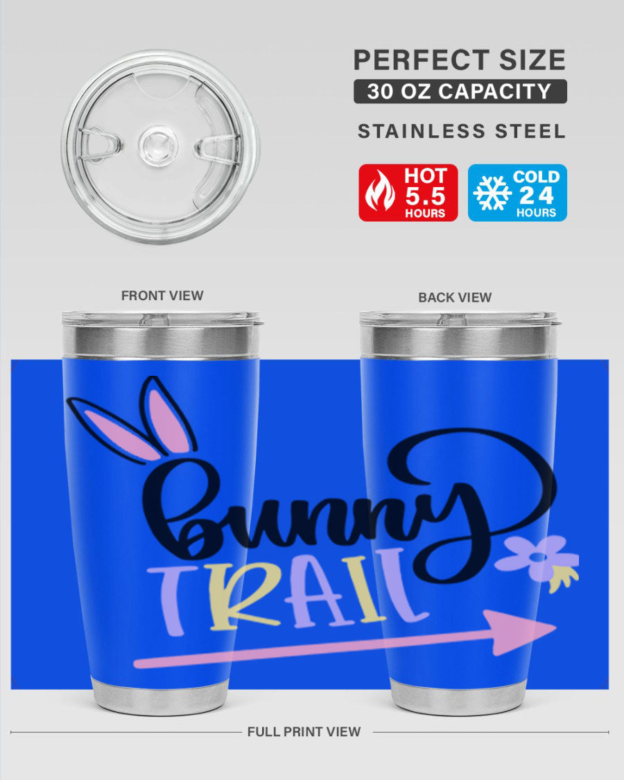 Bunny Trail 67# Easter Tumbler featuring a double wall vacuum design, perfect for hot and cold beverages.