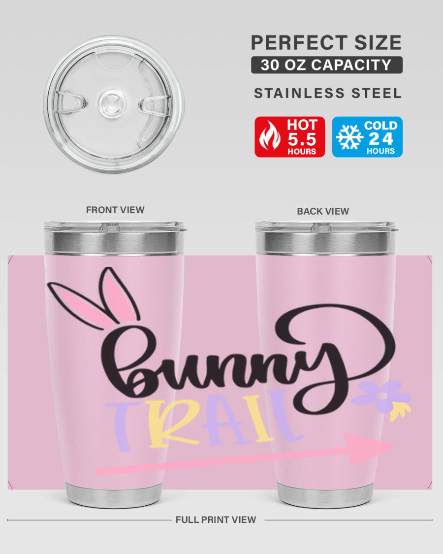 Bunny Trail 67# Easter Tumbler featuring a double wall vacuum design, perfect for hot and cold beverages.