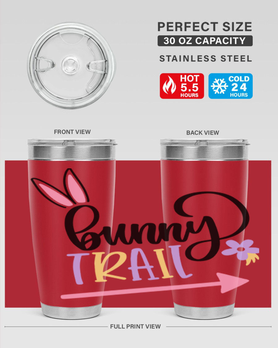 Bunny Trail 67# Easter Tumbler featuring a double wall vacuum design, perfect for hot and cold beverages.