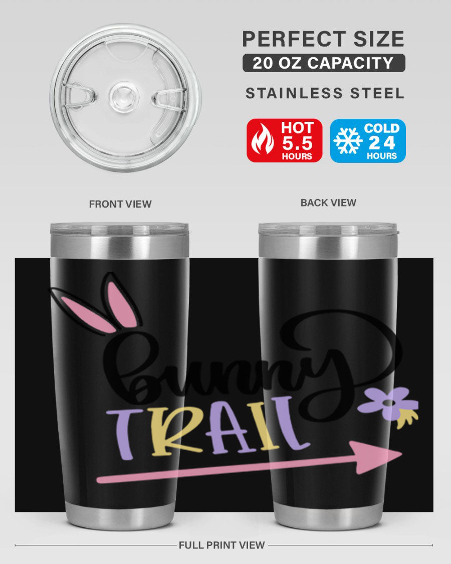 Bunny Trail 67# Easter Tumbler featuring a double wall vacuum design, perfect for hot and cold beverages.