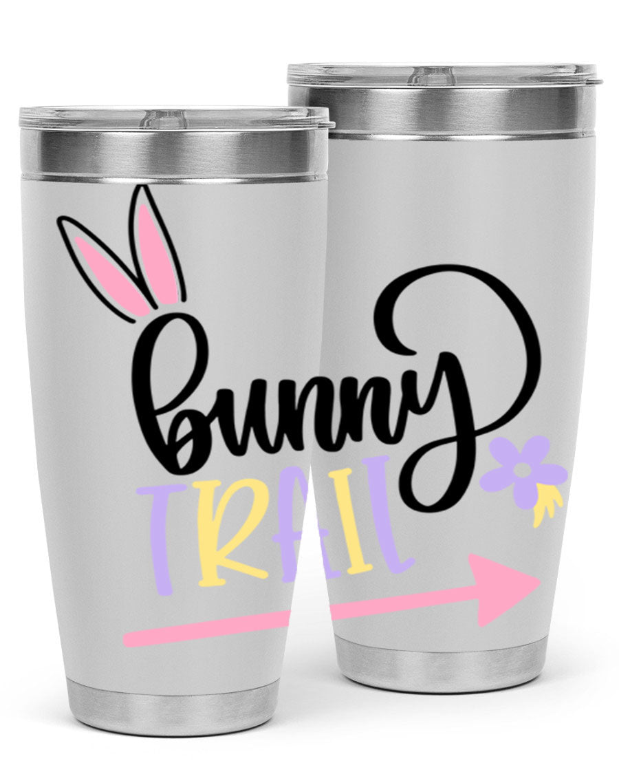 Bunny Trail 67# Easter Tumbler featuring a double wall vacuum design, perfect for hot and cold beverages.