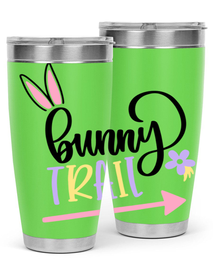 Bunny Trail 67# Easter Tumbler featuring a double wall vacuum design, perfect for hot and cold beverages.