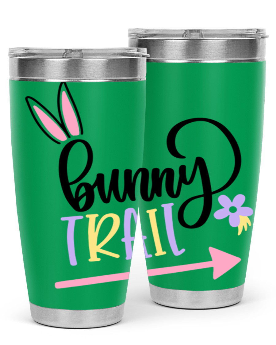 Bunny Trail 67# Easter Tumbler featuring a double wall vacuum design, perfect for hot and cold beverages.