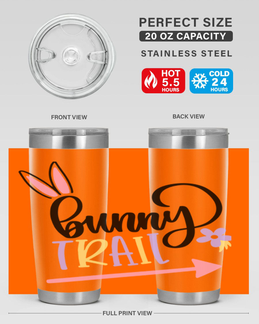 Bunny Trail 67# Easter Tumbler featuring a double wall vacuum design, perfect for hot and cold beverages.