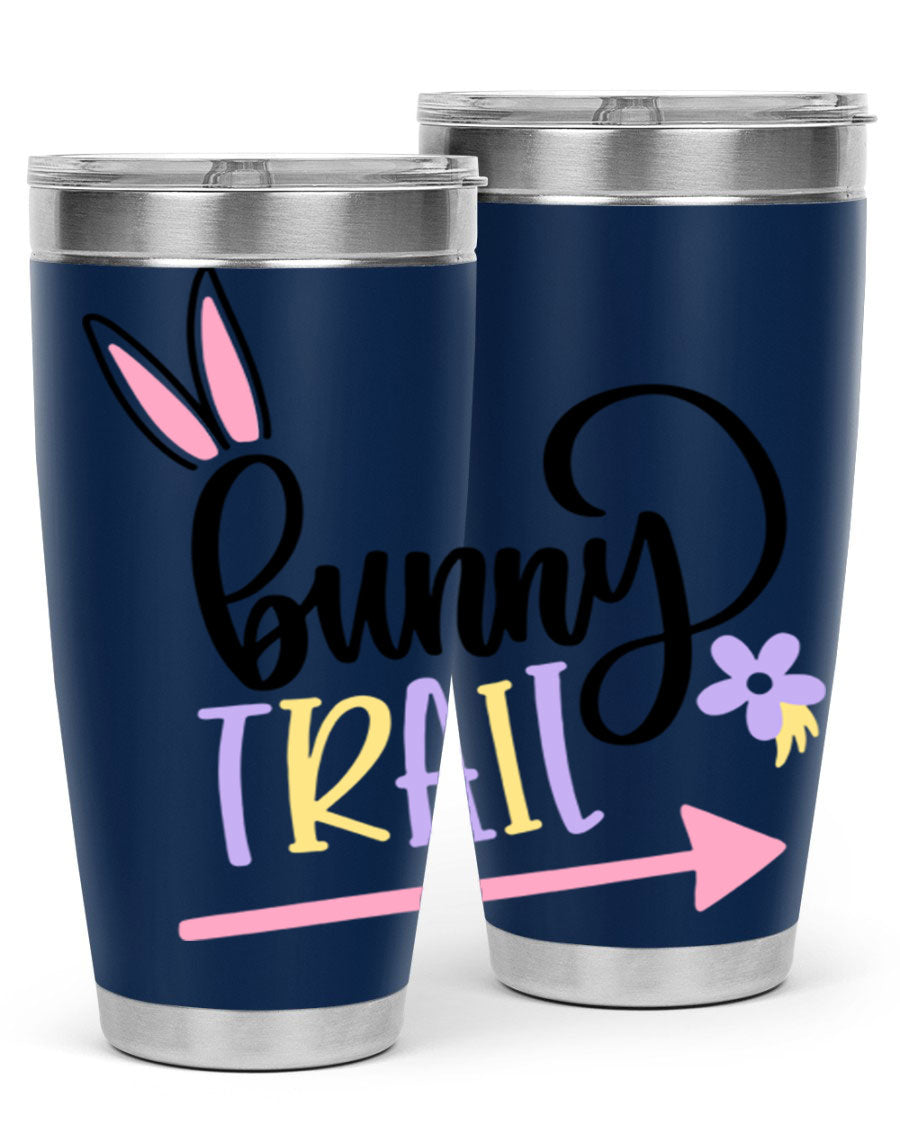 Bunny Trail 67# Easter Tumbler featuring a double wall vacuum design, perfect for hot and cold beverages.