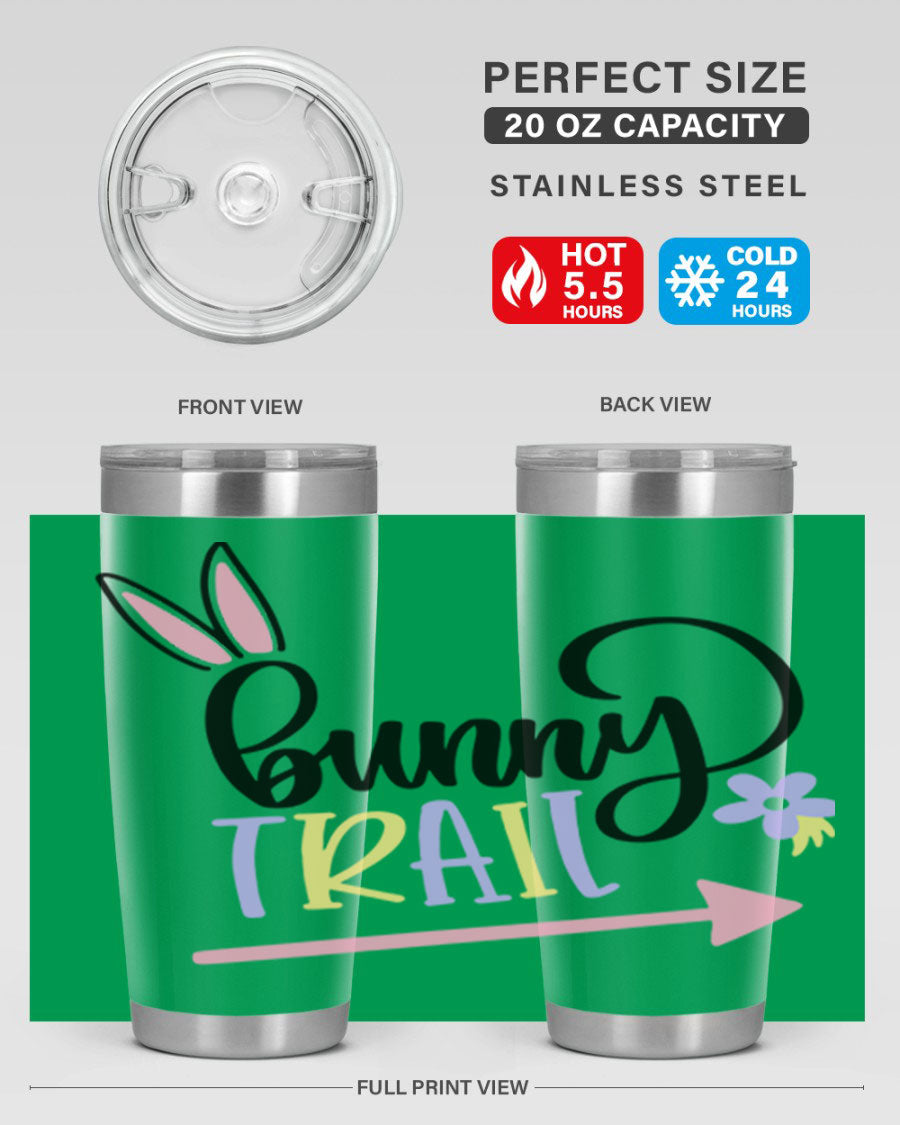 Bunny Trail 67# Easter Tumbler featuring a double wall vacuum design, perfect for hot and cold beverages.