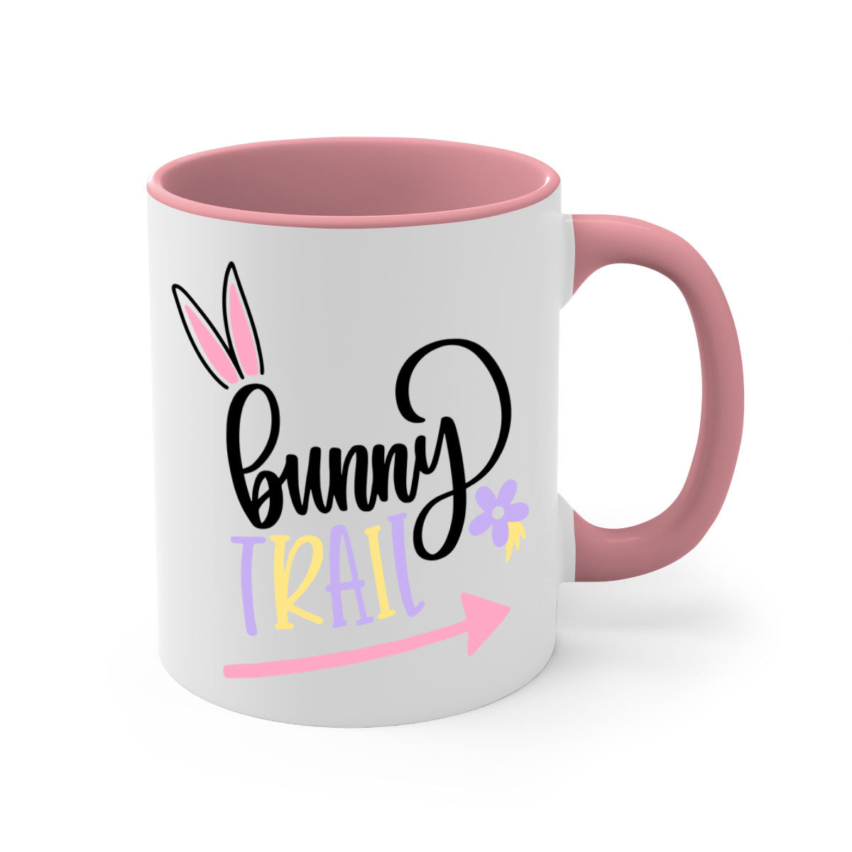 Bunny Trail 67# Easter Mug with colorful handle and glossy finish, perfect for coffee and tea.