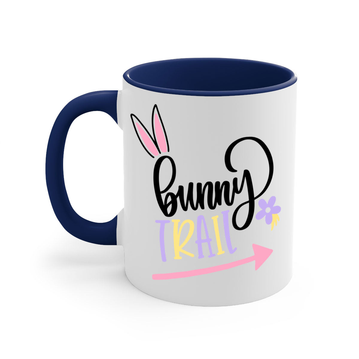 Bunny Trail 67# Easter Mug with colorful handle and glossy finish, perfect for coffee and tea.