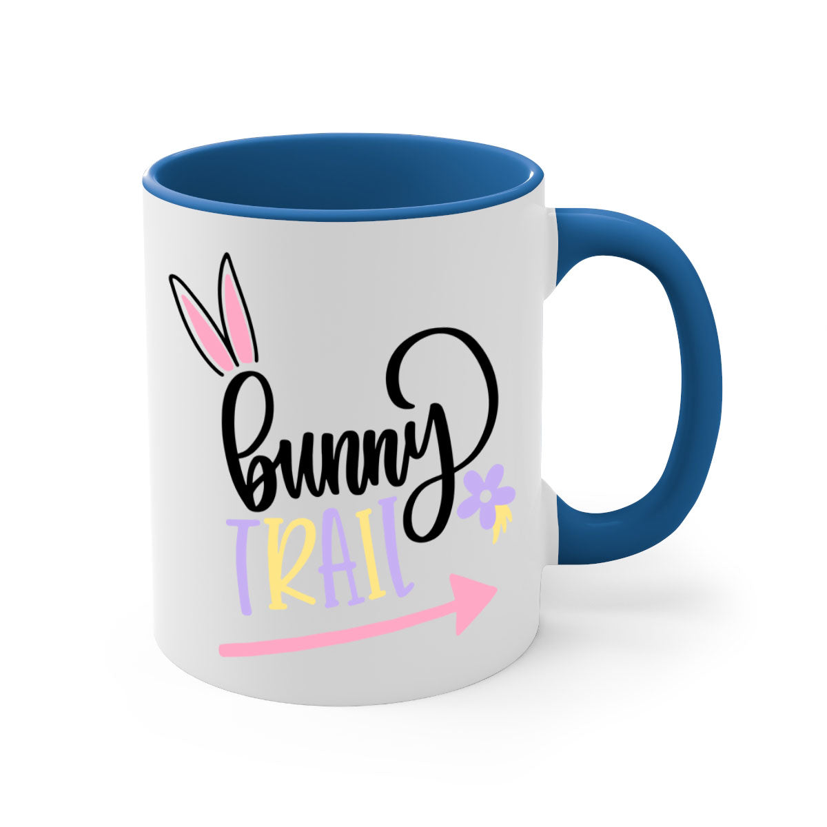 Bunny Trail 67# Easter Mug with colorful handle and glossy finish, perfect for coffee and tea.