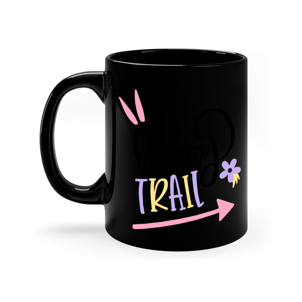 Bunny Trail 67# Easter Mug with colorful handle and glossy finish, perfect for coffee and tea.