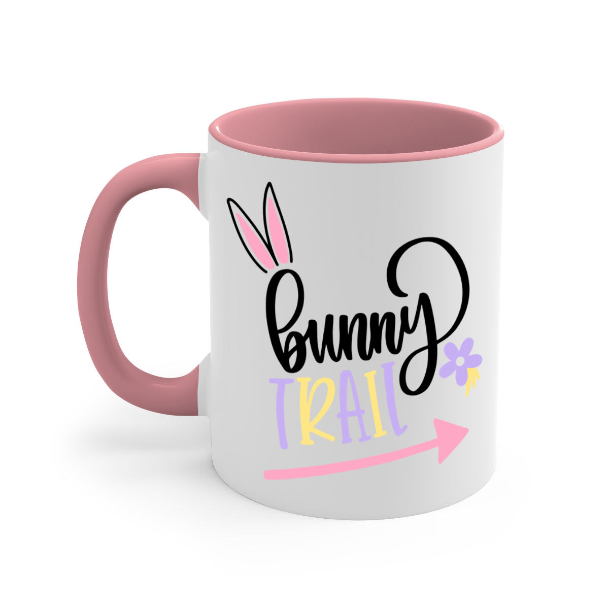 Bunny Trail 67# Easter Mug with colorful handle and glossy finish, perfect for coffee and tea.