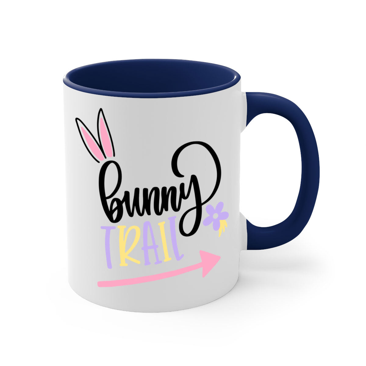 Bunny Trail 67# Easter Mug with colorful handle and glossy finish, perfect for coffee and tea.