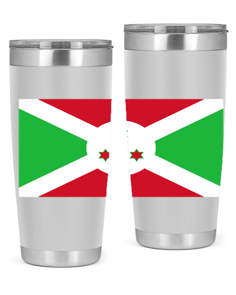 Burundi 170# Tumbler featuring a double wall vacuum stainless steel design with a vibrant flag print, ideal for hot and cold beverages.