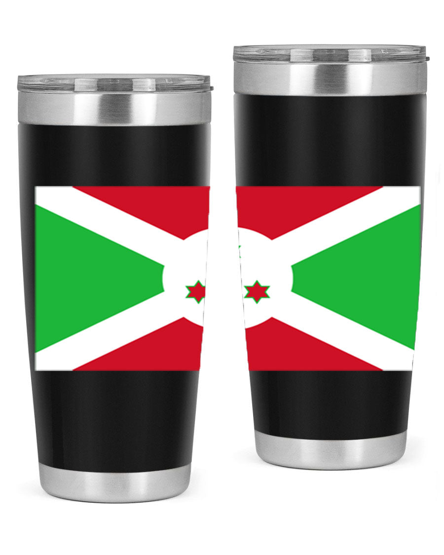 Burundi 170# Tumbler featuring a double wall vacuum stainless steel design with a vibrant flag print, ideal for hot and cold beverages.