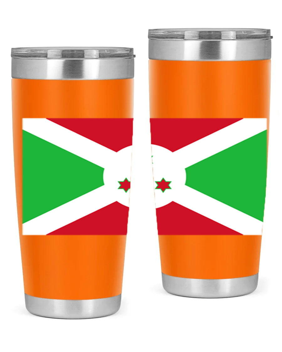 Burundi 170# Tumbler featuring a double wall vacuum stainless steel design with a vibrant flag print, ideal for hot and cold beverages.