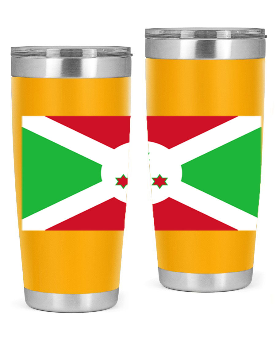 Burundi 170# Tumbler featuring a double wall vacuum stainless steel design with a vibrant flag print, ideal for hot and cold beverages.