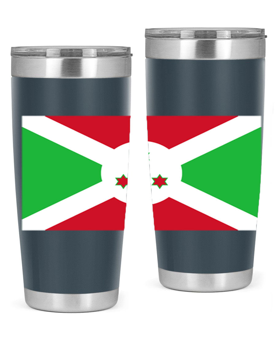 Burundi 170# Tumbler featuring a double wall vacuum stainless steel design with a vibrant flag print, ideal for hot and cold beverages.