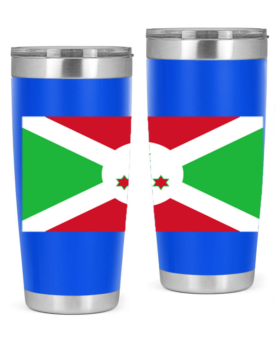 Burundi 170# Tumbler featuring a double wall vacuum stainless steel design with a vibrant flag print, ideal for hot and cold beverages.