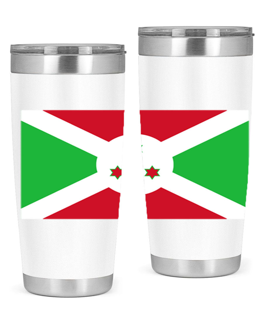 Burundi 170# Tumbler featuring a double wall vacuum stainless steel design with a vibrant flag print, ideal for hot and cold beverages.