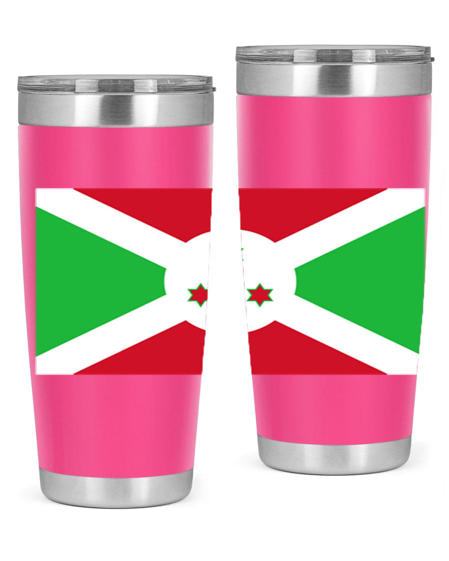 Burundi 170# Tumbler featuring a double wall vacuum stainless steel design with a vibrant flag print, ideal for hot and cold beverages.