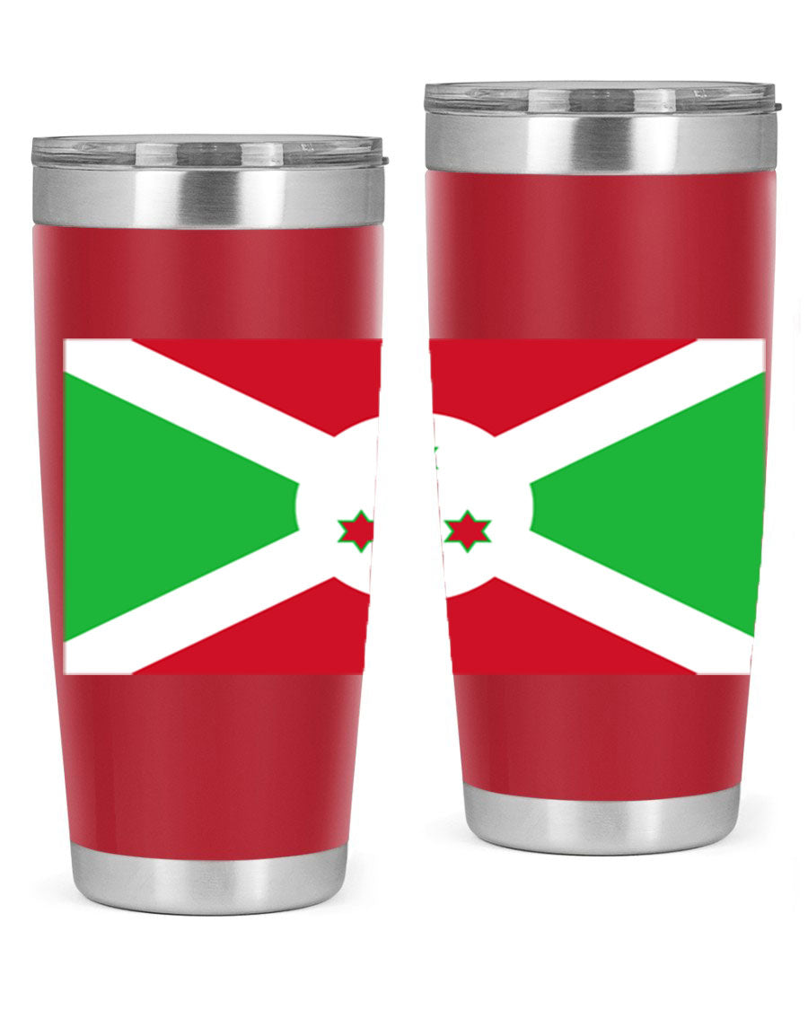 Burundi 170# Tumbler featuring a double wall vacuum stainless steel design with a vibrant flag print, ideal for hot and cold beverages.