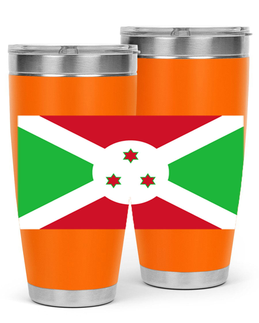 Burundi 170# Tumbler featuring a double wall vacuum stainless steel design with a vibrant flag print, ideal for hot and cold beverages.