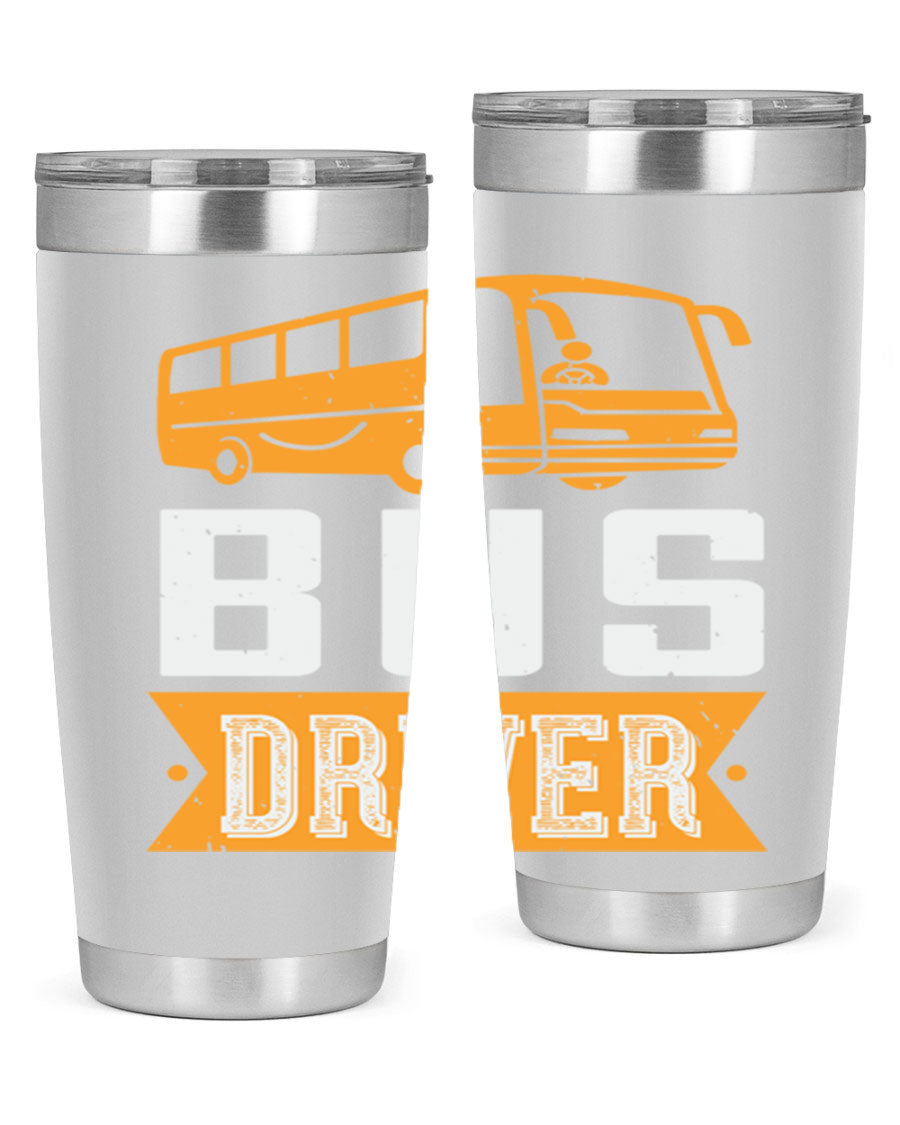 Bus driver Style 40# tumbler, a 20oz double wall vacuum stainless steel tumbler with a drink-thru lid, perfect for hot and cold beverages.