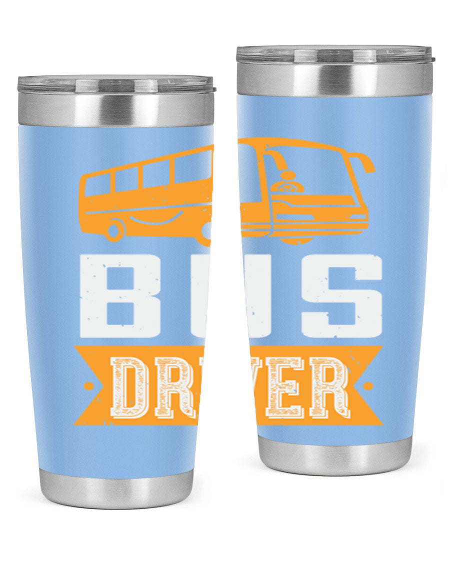 Bus driver Style 40# tumbler, a 20oz double wall vacuum stainless steel tumbler with a drink-thru lid, perfect for hot and cold beverages.