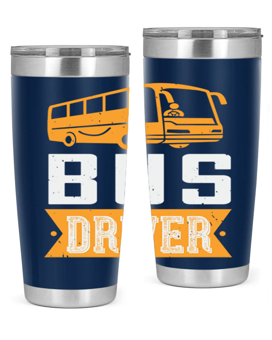 Bus driver Style 40# tumbler, a 20oz double wall vacuum stainless steel tumbler with a drink-thru lid, perfect for hot and cold beverages.