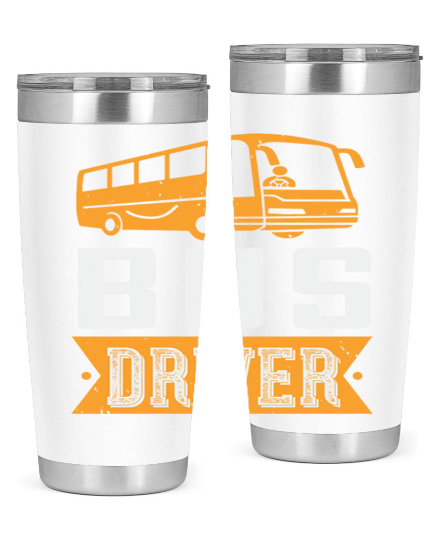 Bus driver Style 40# tumbler, a 20oz double wall vacuum stainless steel tumbler with a drink-thru lid, perfect for hot and cold beverages.