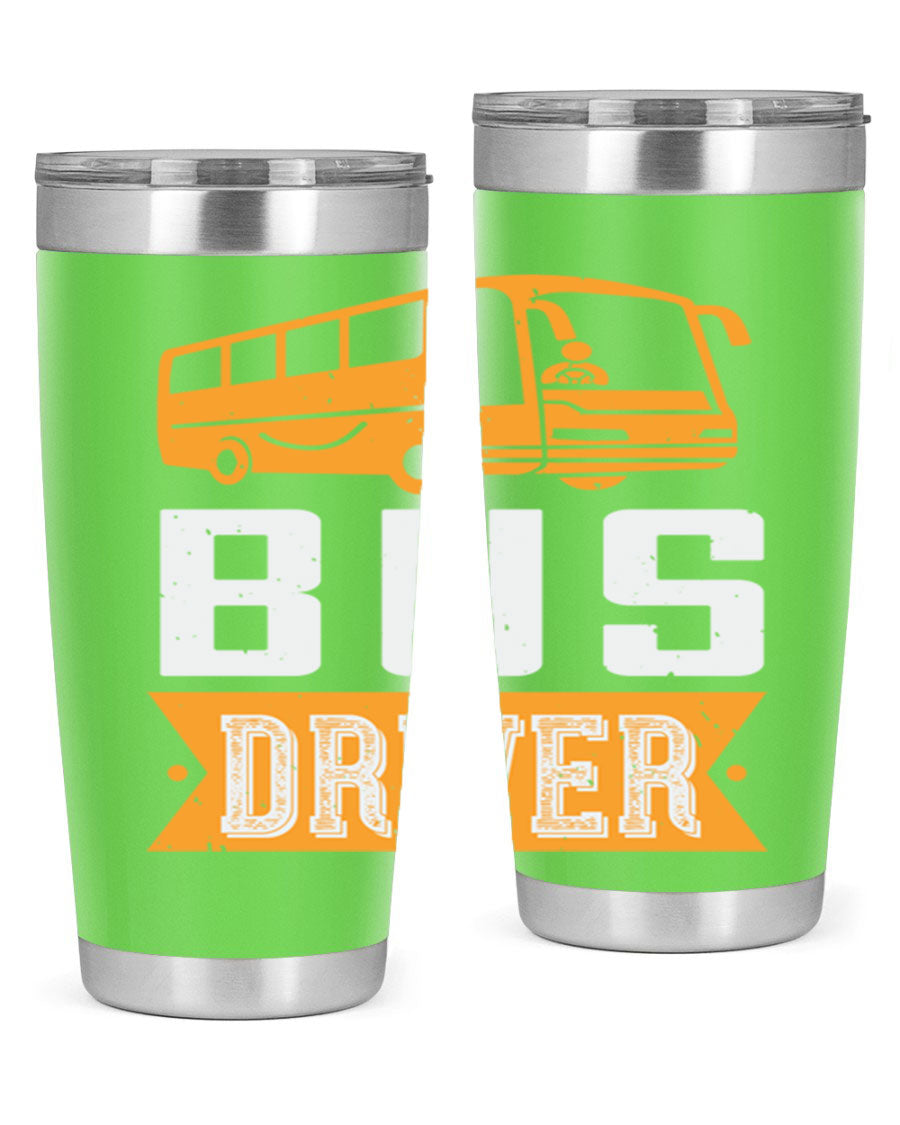 Bus driver Style 40# tumbler, a 20oz double wall vacuum stainless steel tumbler with a drink-thru lid, perfect for hot and cold beverages.