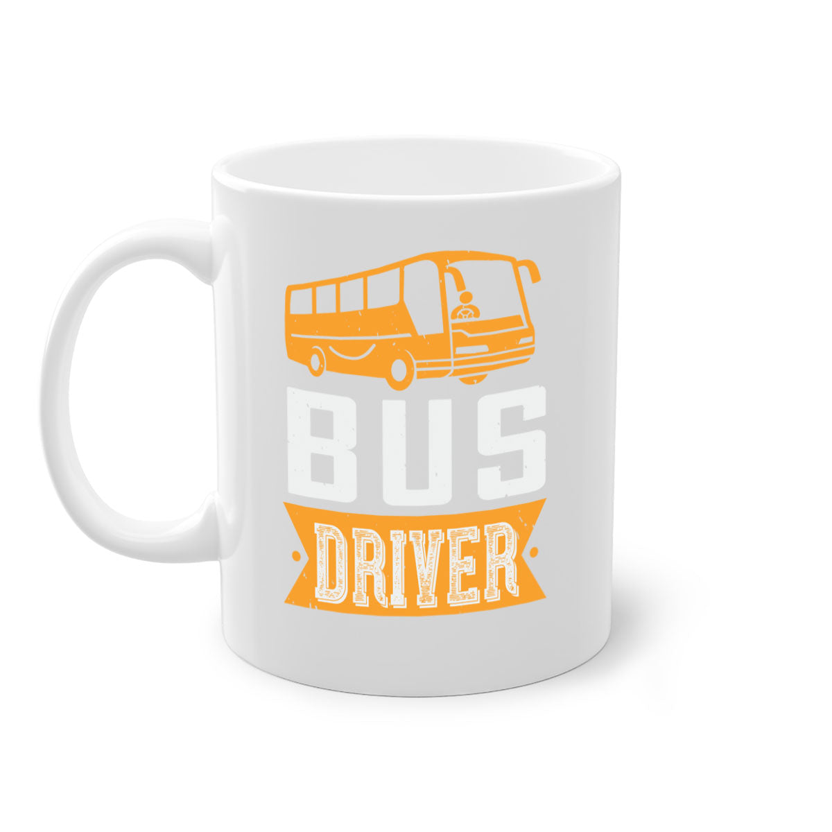 Bus driver Style 40# Mug featuring a glossy finish, colored handle, and interior, available in five colors.